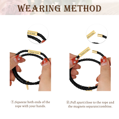 Personalized Text Leather Bracelet Custom Photo EngravedStainless Steel Bracelet Personalized Gift for Him/Her