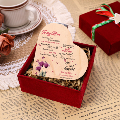 To My Mom-Wooden Heart Candle Holder Flower Candlesticks "Thank you for the love and support" Gifts For Mother