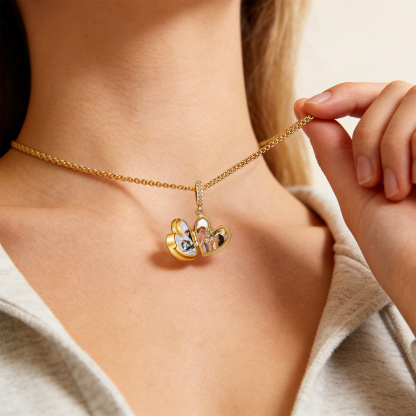 Personalized Heart Photo Locket Necklace for Her White Abalone Necklace