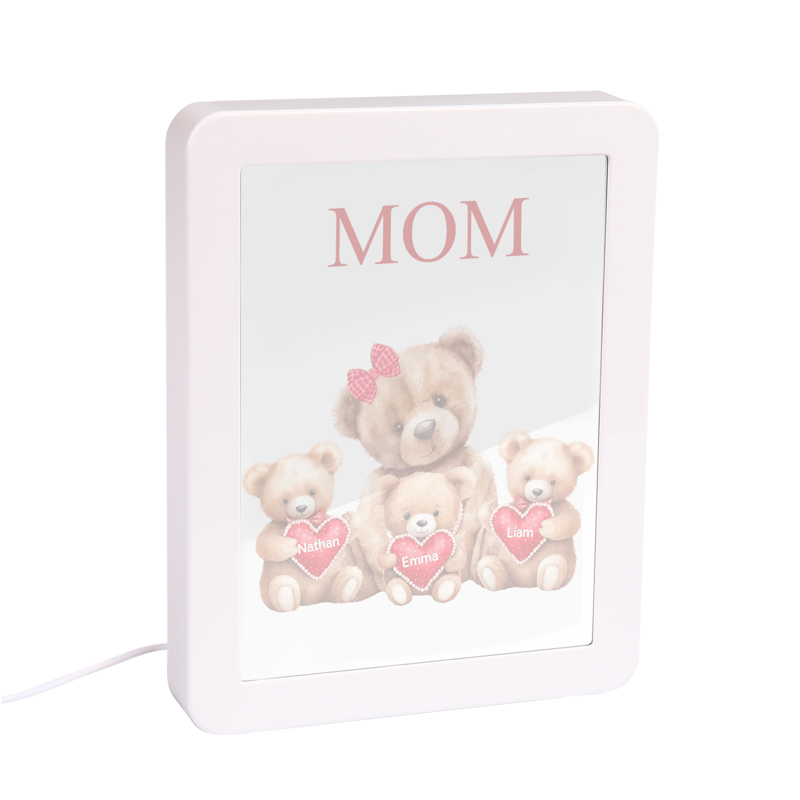3 Names - Personalized Mom Home Bear Style Custom Text LED Night Light Gift for Mom
