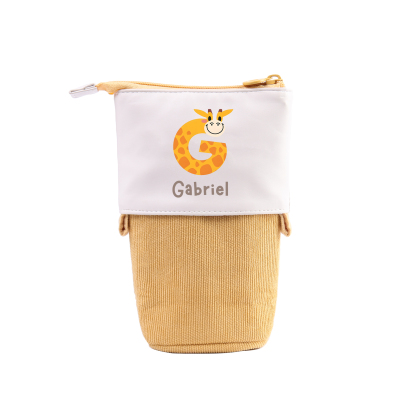 Personalized Pencil Case Custom Name & Letter Animals Pen Pouch Back To School Gift for Kids