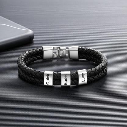 Silver Custom 3 Beads Men's Bracelets For Him Best Gift For Dad