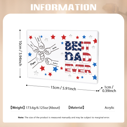 5 Names - Personalized Fist Family Acrylic Keepsake Customized Name Acrylic Home Decor Gift for Dad