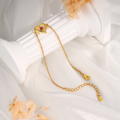 1 Name-Personalized Heart Bracelet With 1 Birthstone Engraved Name Bangle For Her