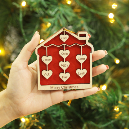 7 Names-Personalized Family Wooden Christmas Xmas Tree Decoration Ornament-Custom 7 Names And Year Hanging Ornament Gifts For Family