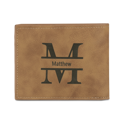 Personalized Name Leather Men's Wallet With Card Slot Engraved Letter And Photo with Gift Box Gift For Him | Jessemade