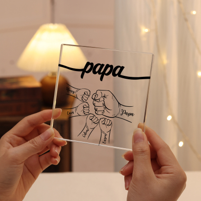 5 Names - Personalized Fist Acrylic  Keepsake Custom Text Acrylic Plaque Ornament Gift for Dad