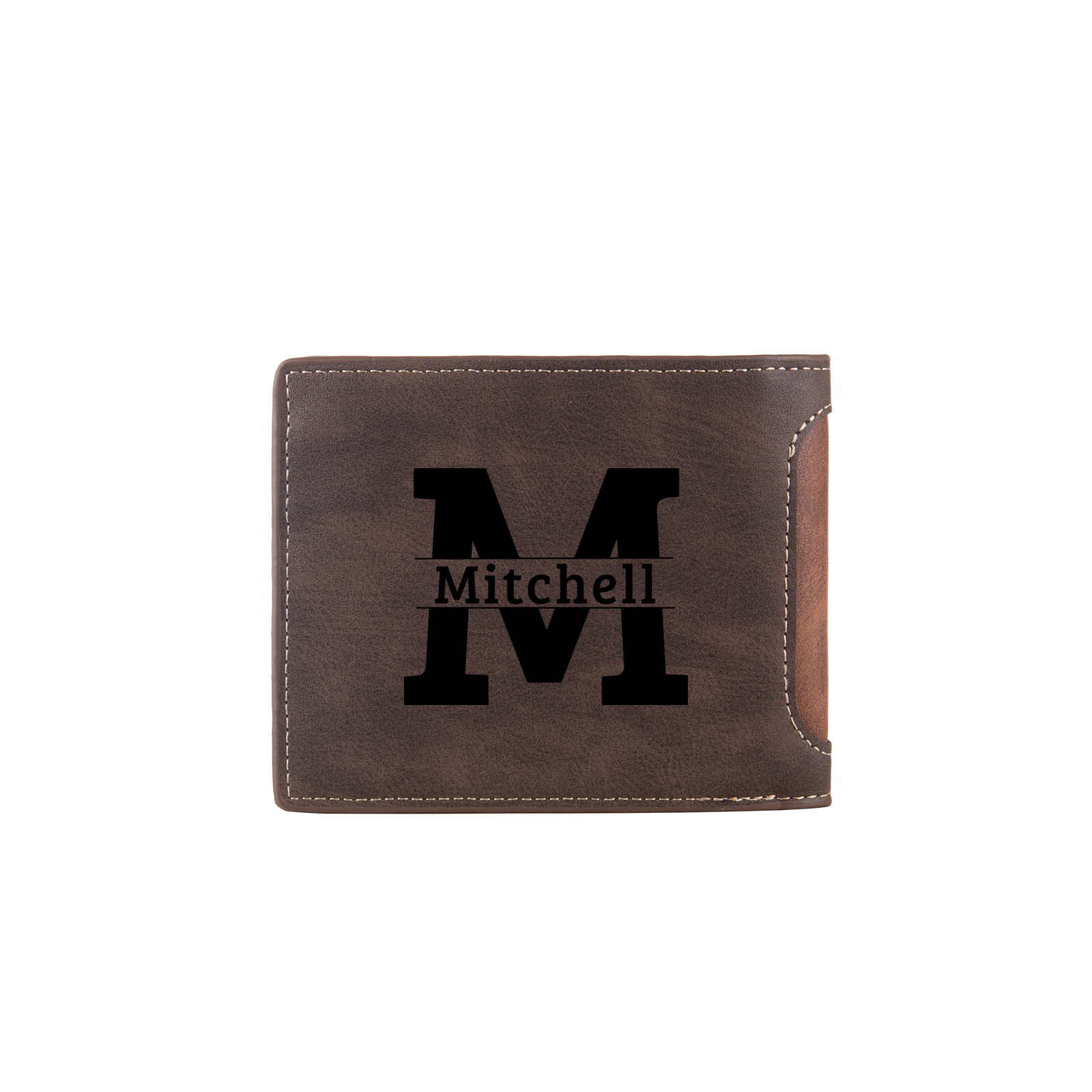 Personalized Leather Folding Wallet With Photo, Name and Letter, Gift For Dad