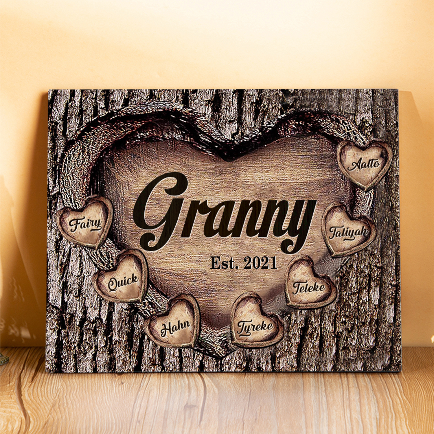 7 Names-Personalized Nana Wooden Ornament Custom Text And Date Home Decoration for Family