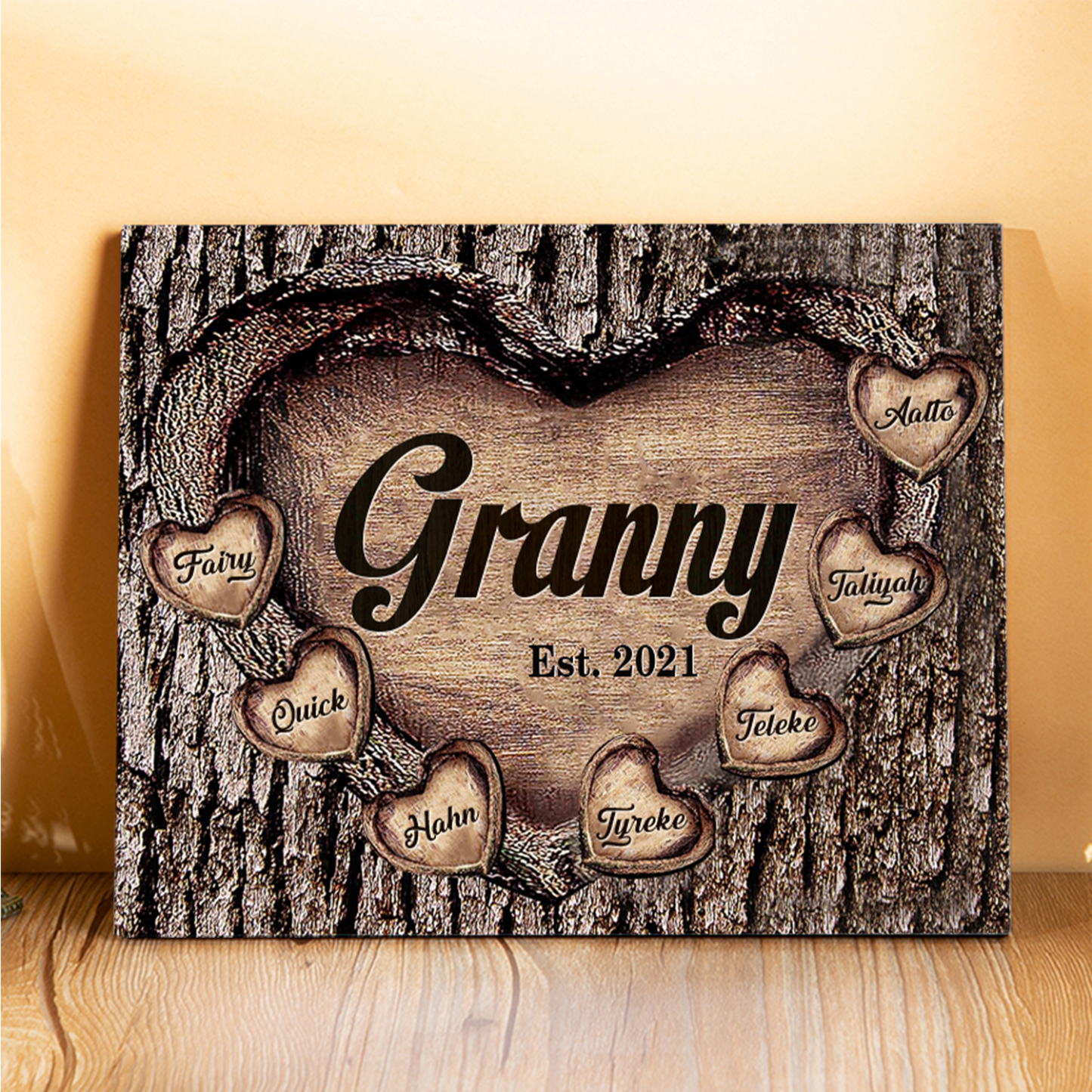 7 Names-Personalized Nana Wooden Ornament Custom Text And Date Home Decoration for Family