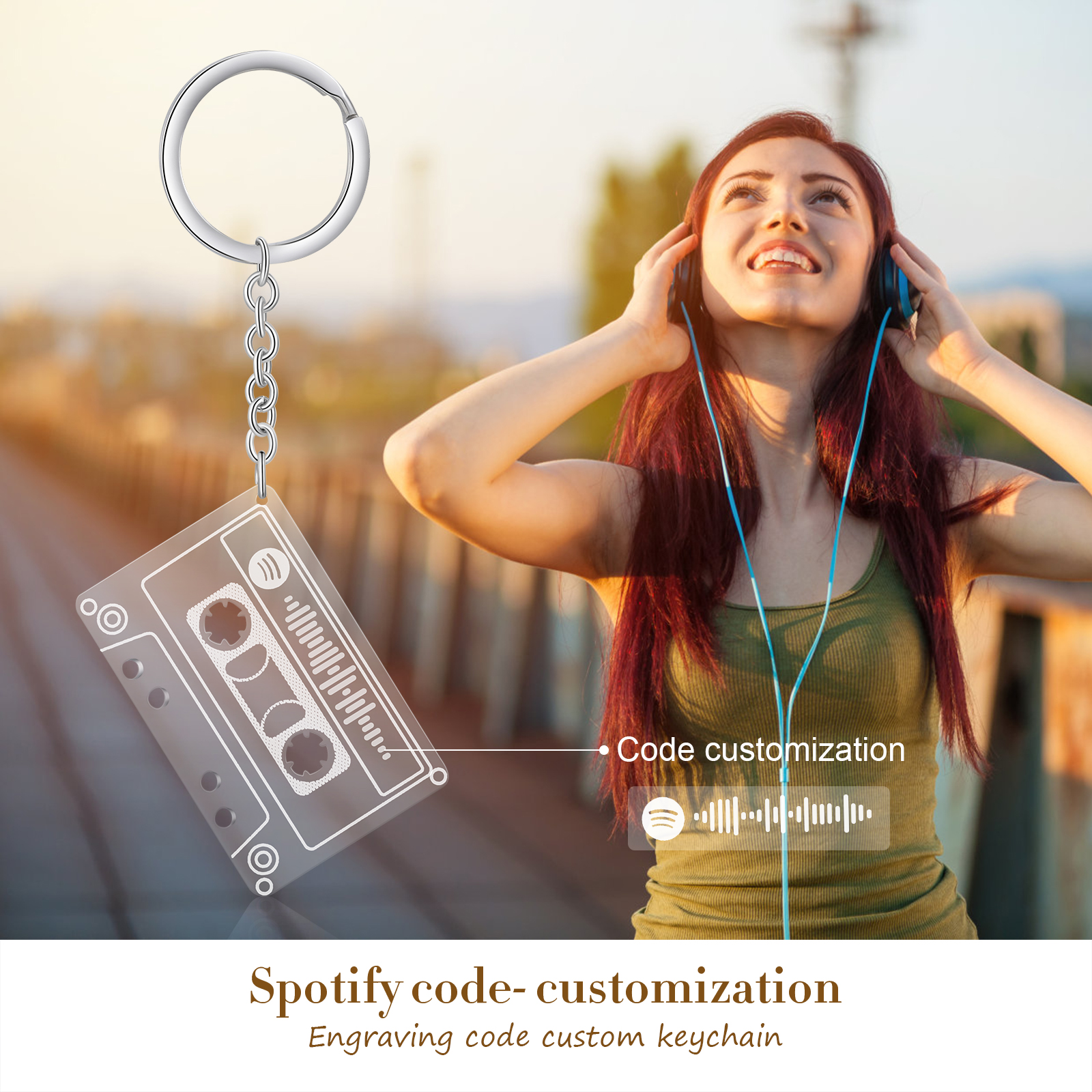 Personalized Music Spotify Code Keychain Gifts For Her