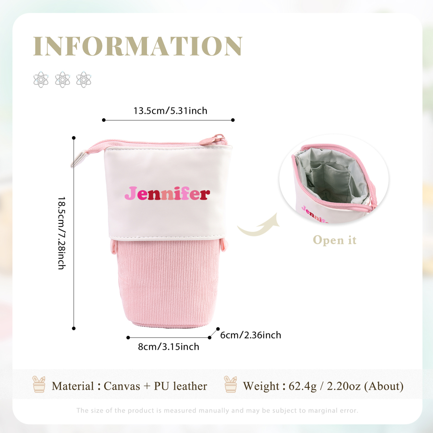 Personalized Pencil Case Custom Name Pen Pouch Back To School Gift for Boys Girls