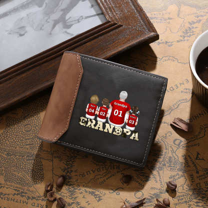 Custom Leather Wallet Personalized with 1-6 Names Grandparents Day Gift for Grandpa | Jessemade