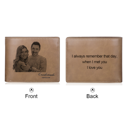 Personalized Leather Wallet Engraved Photo Short Purse Gifts For Men