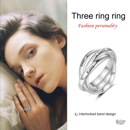 Personalized 3 Names Women's Ring