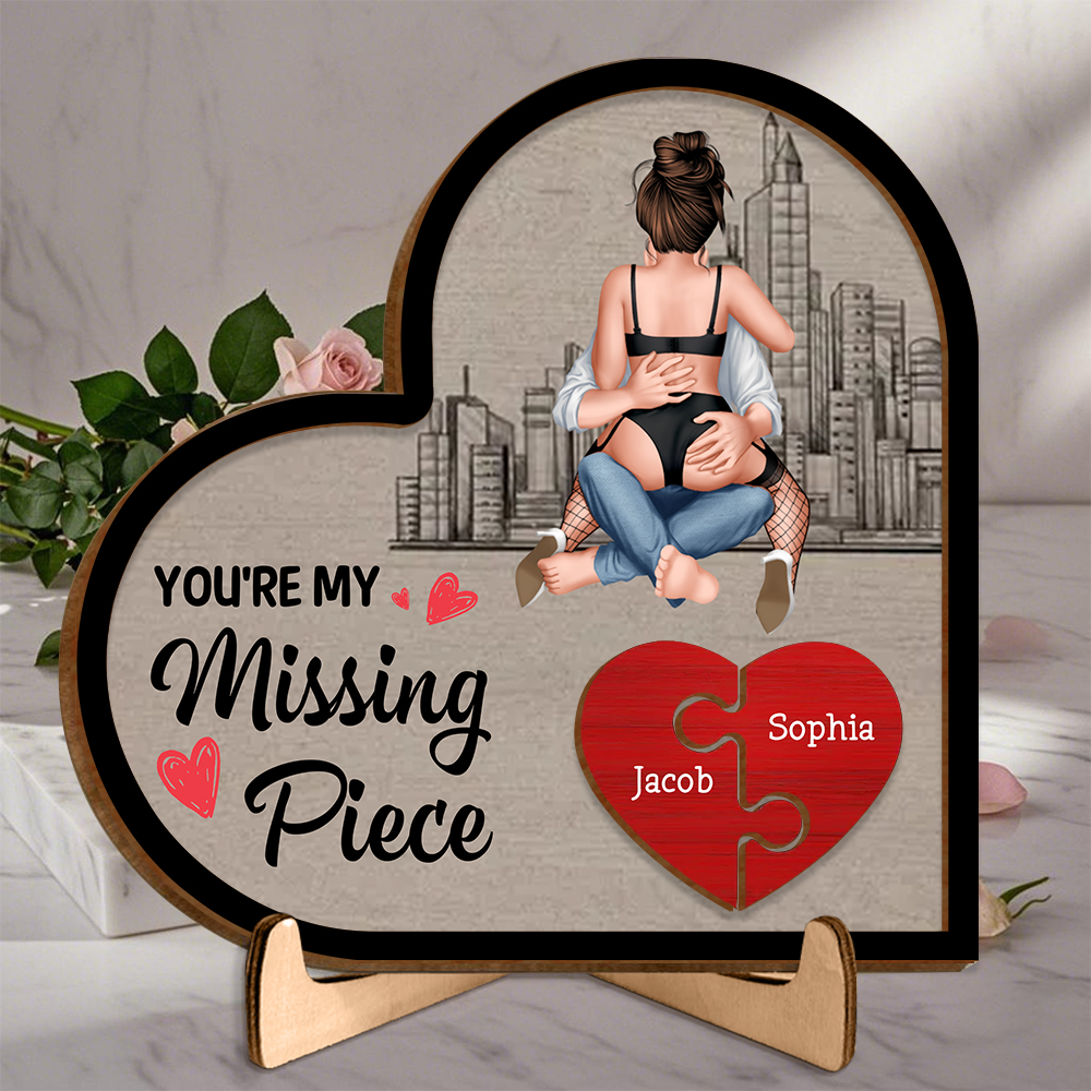 Personalized heart-shaped plaque with two names and avatars, Valentine's Day for her & him | Jessemade