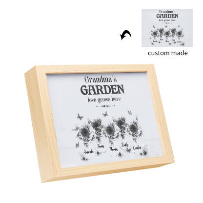 5 Names-Personalized Family Color Or Black And White Frame Custom 5 Names And Text LED Night Light