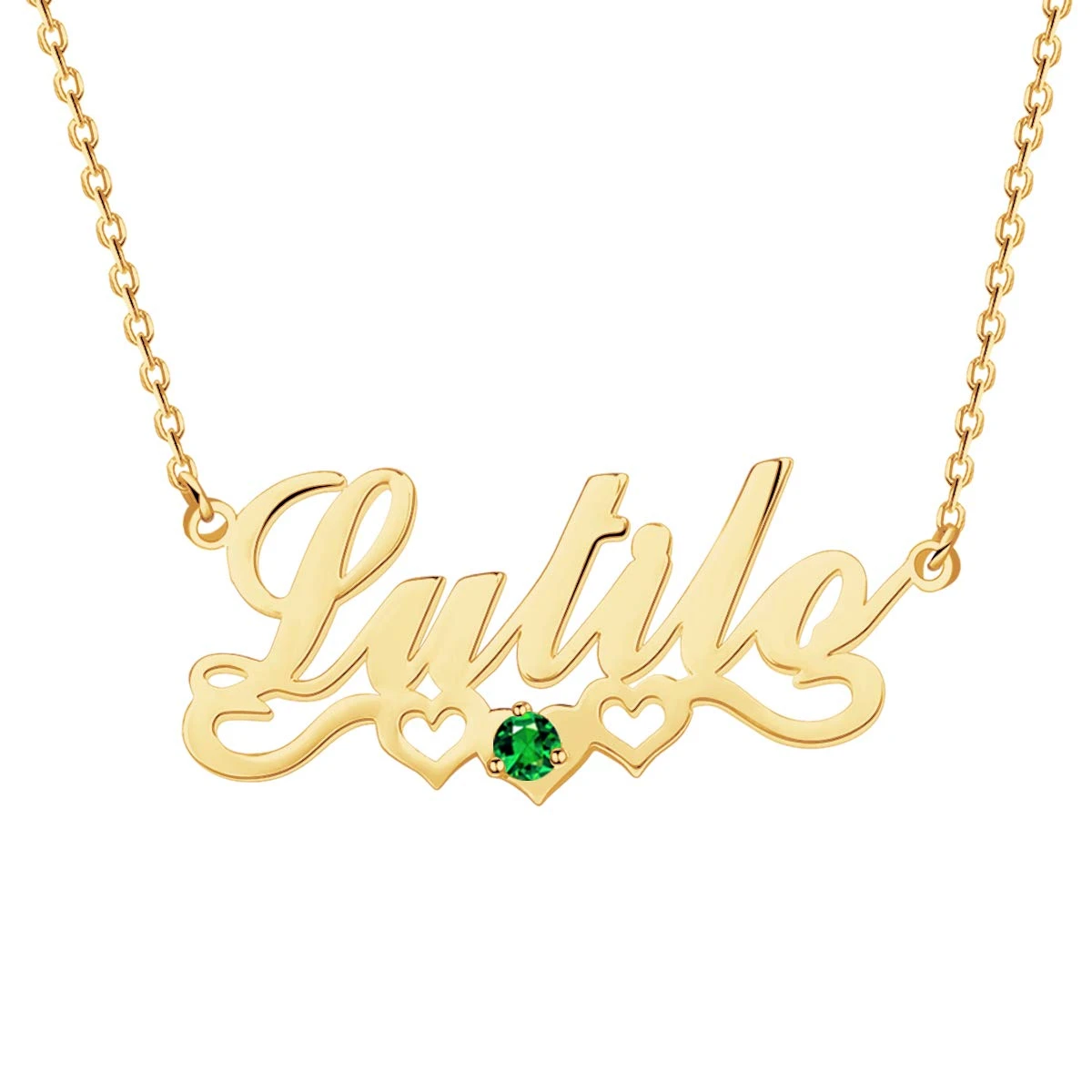 Customized With Birthstone Name Necklace