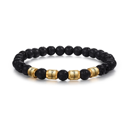 4 Names-Personalized Men's Bracelet Engraved Beads Bracelet Personalized Gift for Him