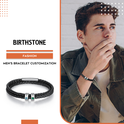 Personalized 3 Layer Leather Bracelet with 2 Beads Engraved Names Men's Bracelets for Him