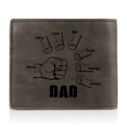 7 Names - Personalized Photo Custom Leather Men's Folding Wallet as a Father's Day Gift for Dad