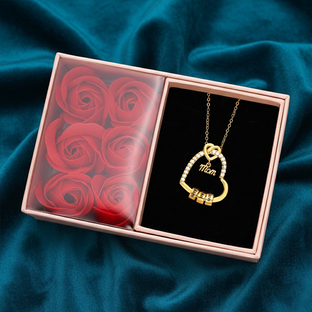 Personalized Heart Necklace for Mom with 1-5 Names and Birthstones – Custom Mother’s Day Pendant with Name, Title & Birthstone Gift for Mom or Grandma