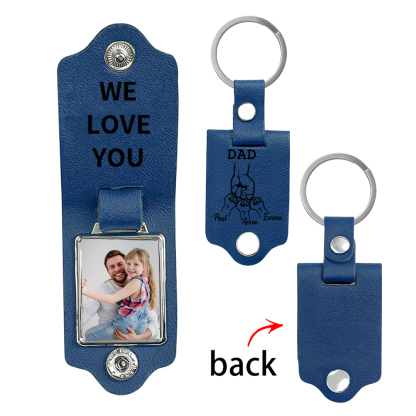 Jessemade UK 4 Names - Personalized Fist Bump Custom Text, Name and Photo Leather Mens Keychain for Dad 18.99 m1-t1-n4