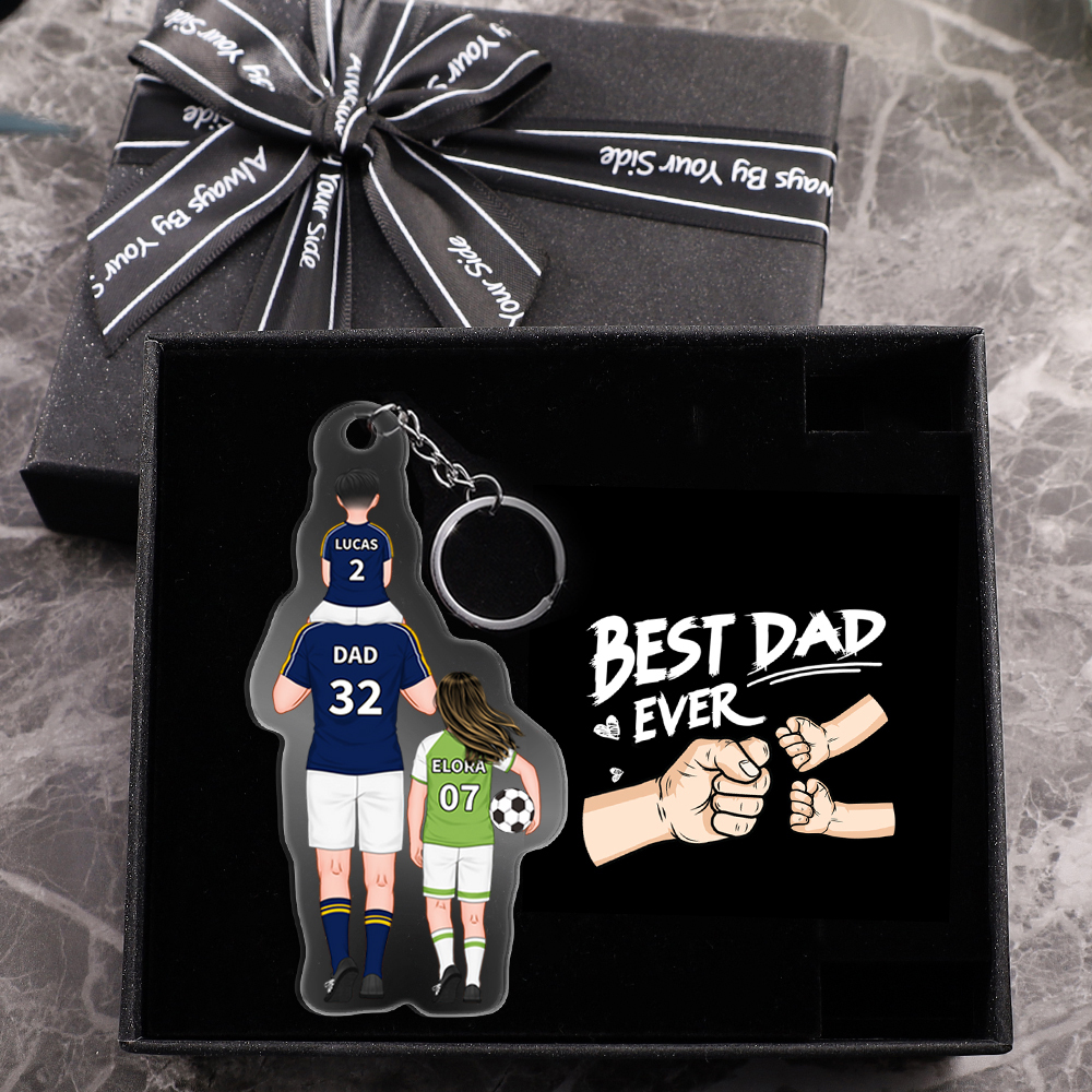 1-3 Names Football Keychain-Personalized Dad's Football Team Gift Set Keychain Custom Names Gift For Dad