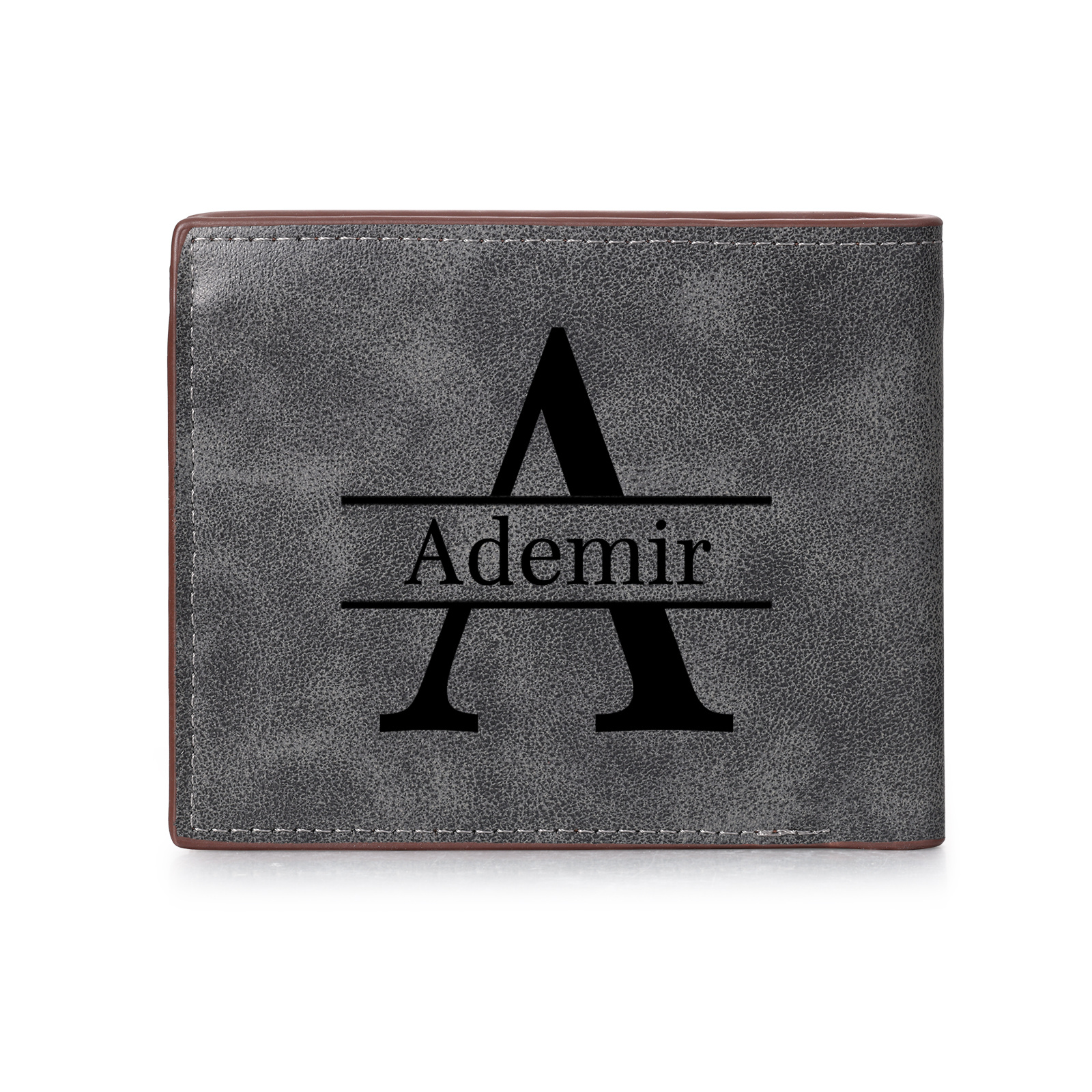Personalized Men’s Leather Bifold Wallet with Engraved photo Custom Initials and Name