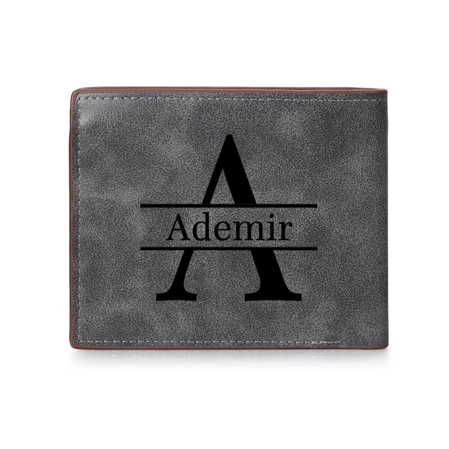 Personalized Men’s Leather Bifold Wallet with Engraved photo Custom Initials and Name