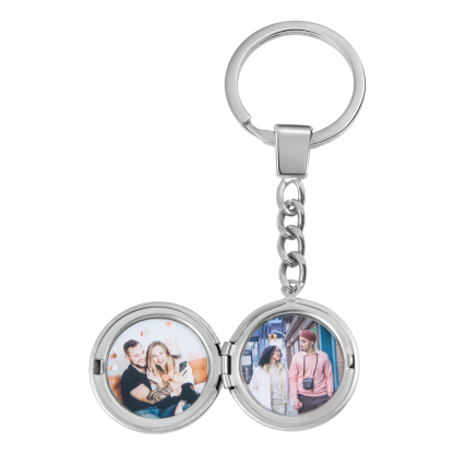 Personalized Photo Keychain Custom 2 Photos Gifts For Him