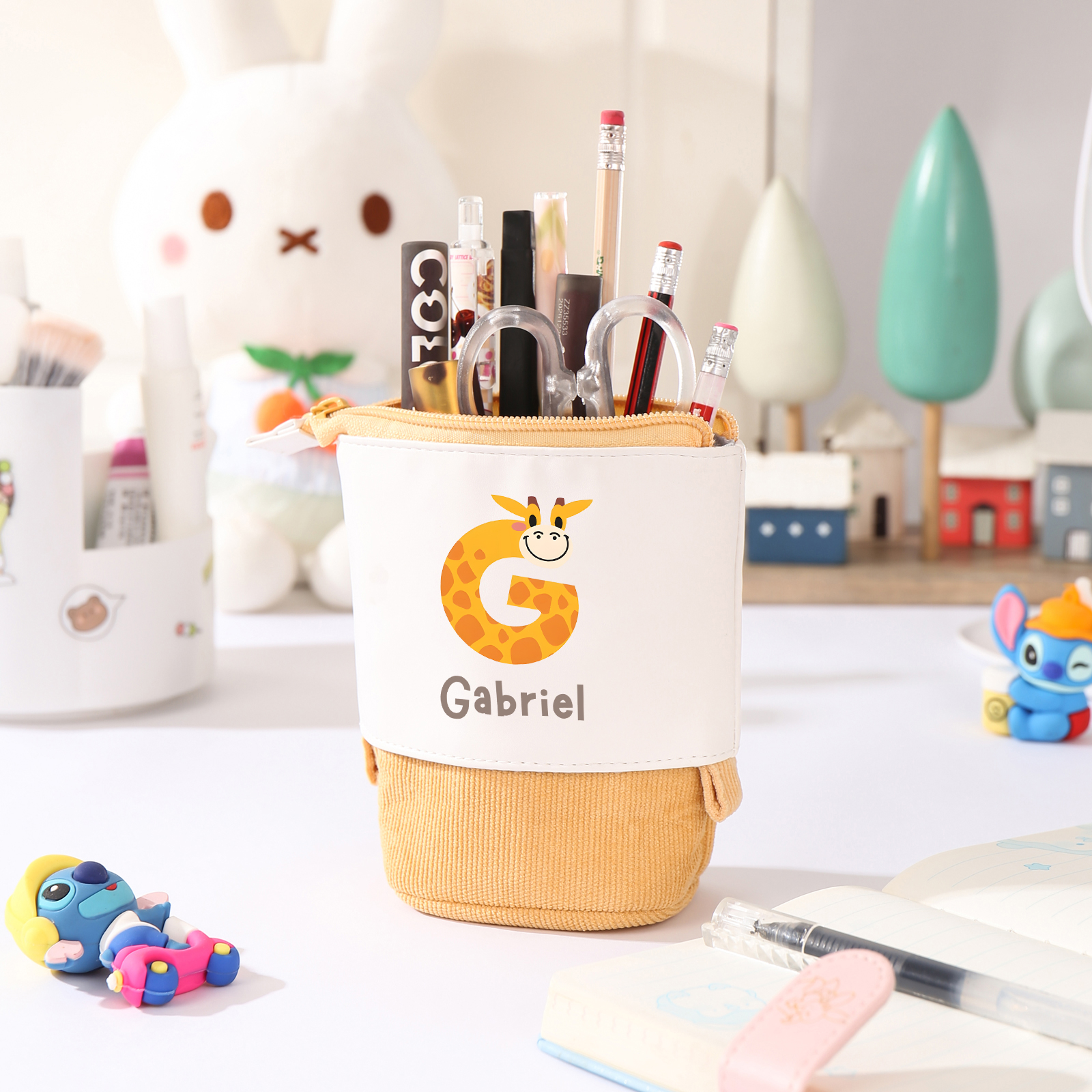 Personalized Pencil Case Custom Name & Letter Animals Pen Pouch Back To School Gift for Kids