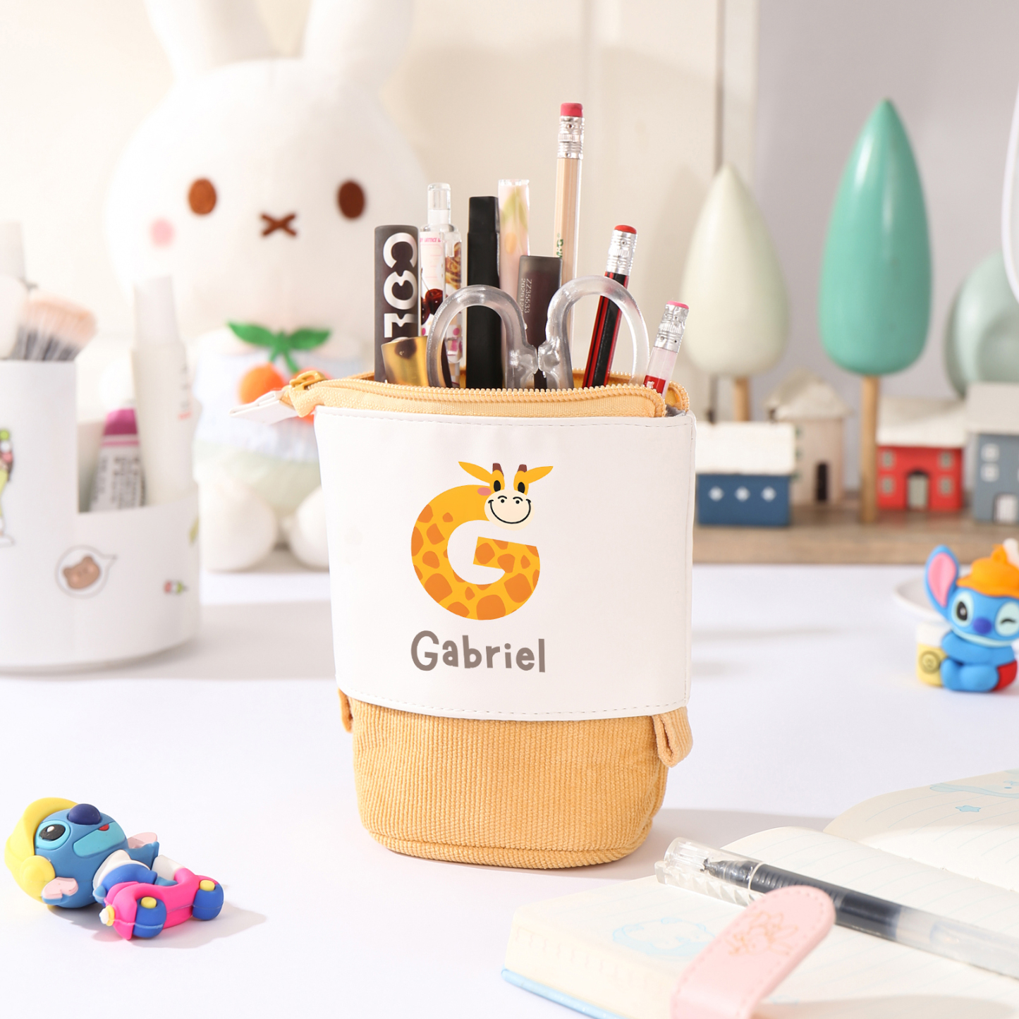 Personalized Pencil Case Custom Name & Letter Animals Pen Pouch Back To School Gift for Kids