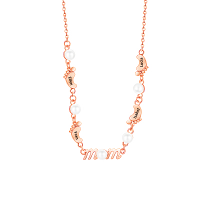 4 Names - Personalized Exquisite Pearl Necklace Supports Customized Name Necklace Gifts for Mom