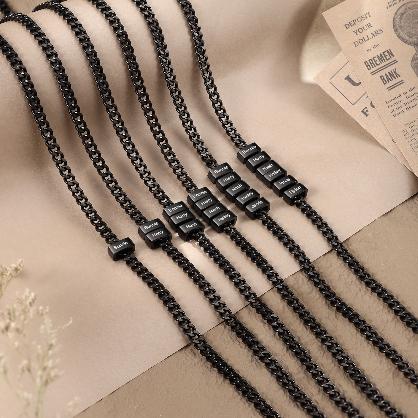 Personalized Mens Cuban Link Chain Necklace with 1–6 Names