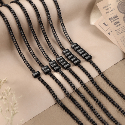 Personalized Mens Cuban Link Chain Necklace with 1–6 Names