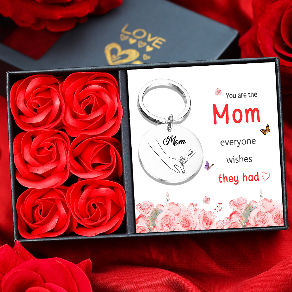 1 Name Personalized Pendant Keychain with Set Gift Box, Engraved with 