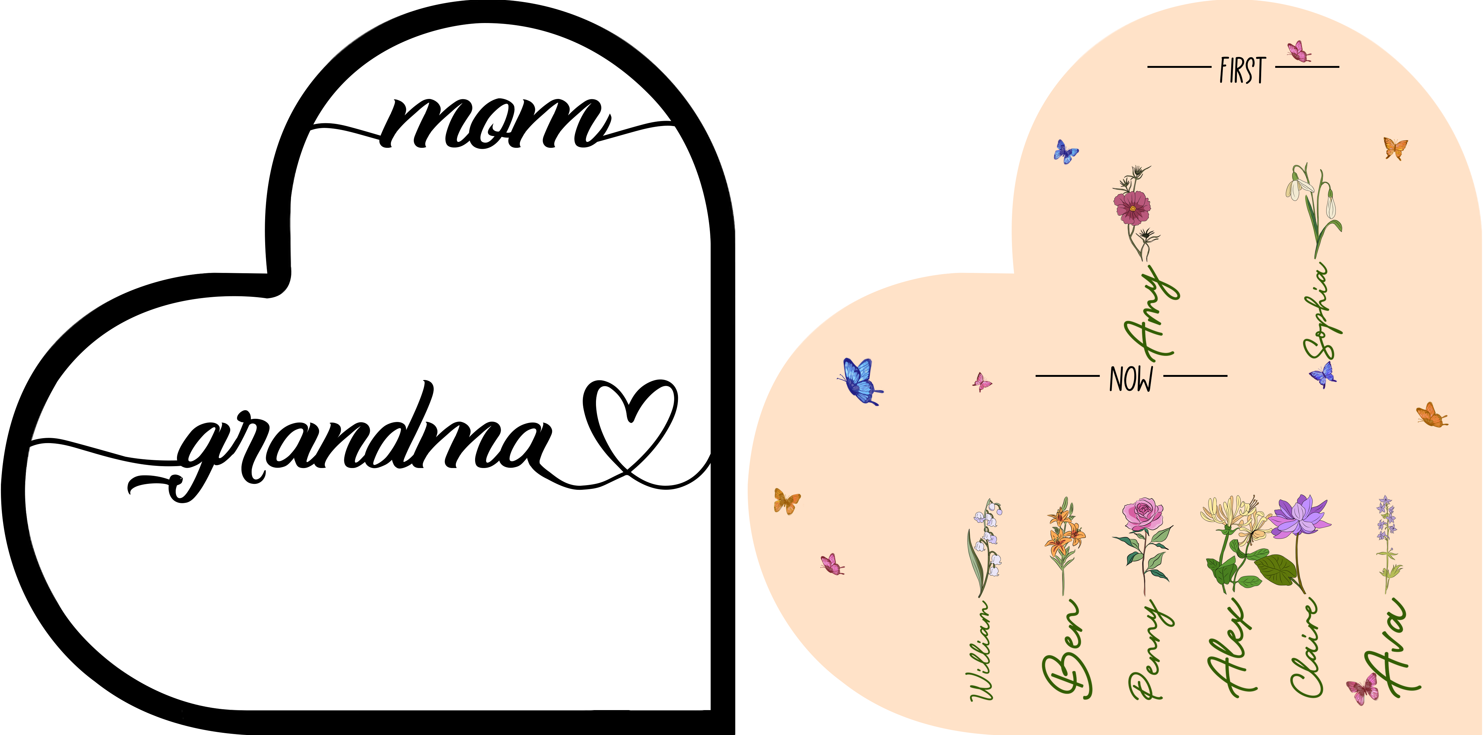 To My Mom - PersonalizedWooden Heart Keepsake Desktop Ornament "FIRST MOM NOW GRANDMA" Mothers Gifts