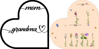 To My Mom - PersonalizedWooden Heart Keepsake Desktop Ornament "FIRST MOM NOW GRANDMA" Mothers Gifts