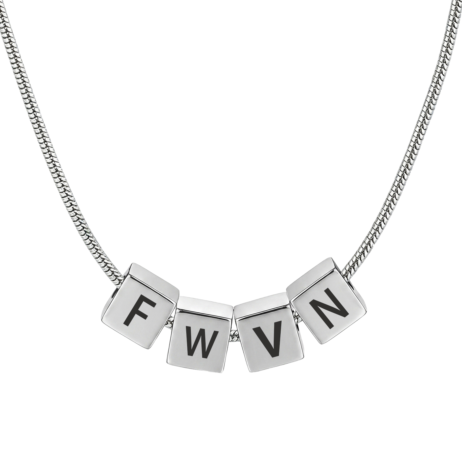 Personalized Men's Stainless Steel Necklace With Letter Cube Gift For Him