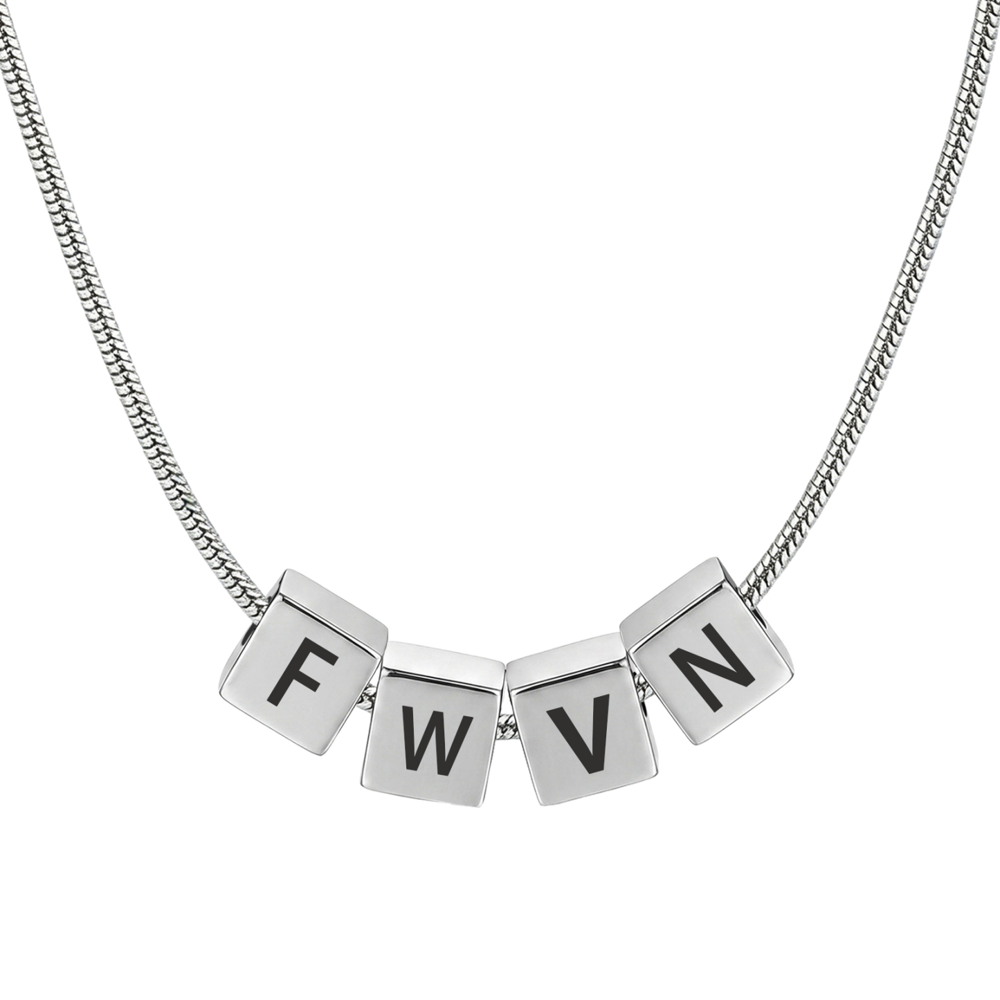 Personalized Men's Stainless Steel Necklace With Letter Cube Gift For Him