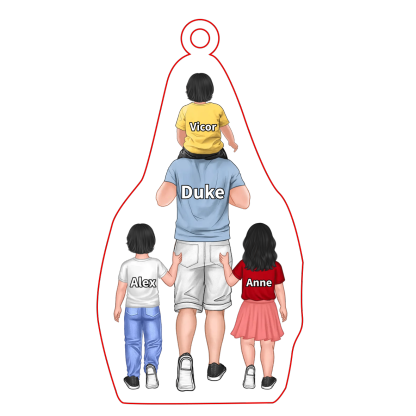 For Dad/Mom - Acrylic Keychain 2-9 Personalized Name Family Decor