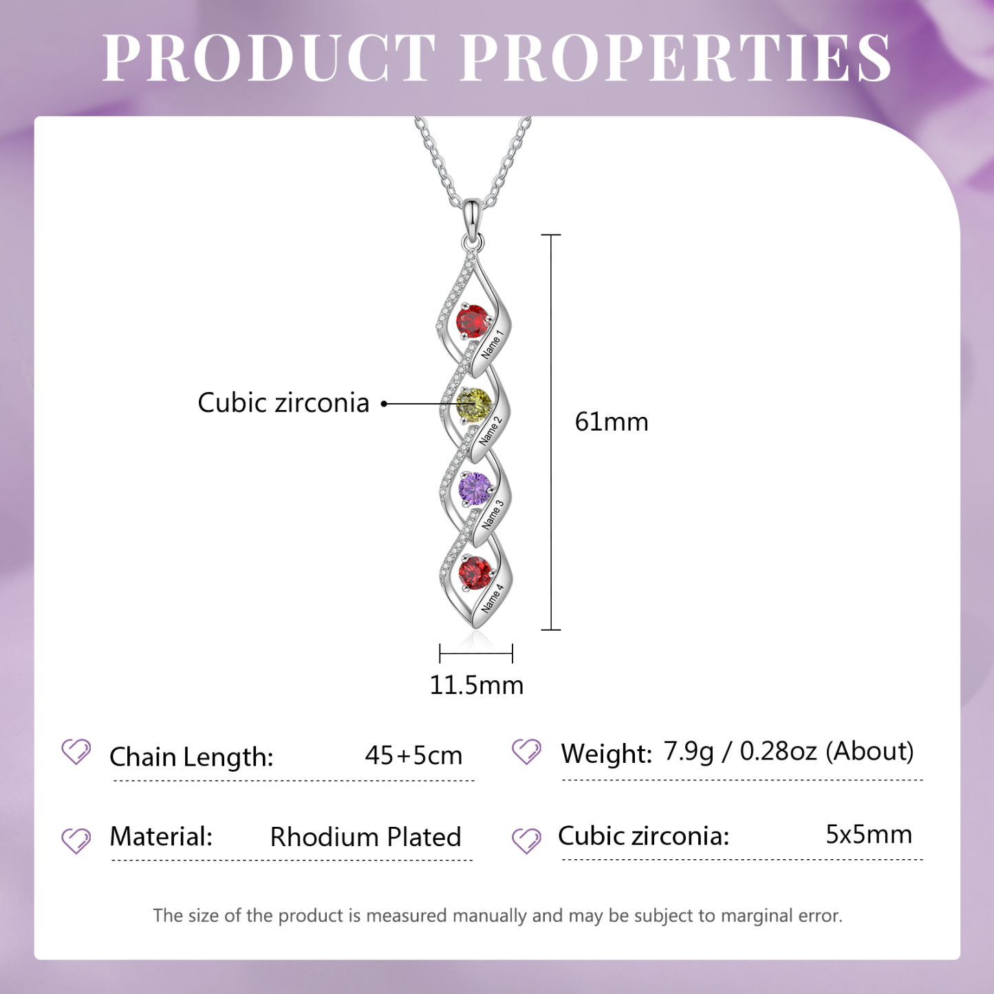 4 Names - Personalized Necklace Custom Birthstone Necklace Engraved with Name A special Gift For Mom/Grandma