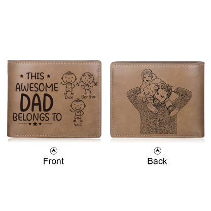 3 Names-Personalized Doll Customized Leather Men's Wallet Customized Name Folding Wallet for Dad