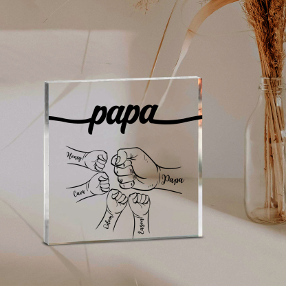 5 Names - Personalized Fist Acrylic  Keepsake Custom Text Acrylic Plaque Ornament Gift for Dad