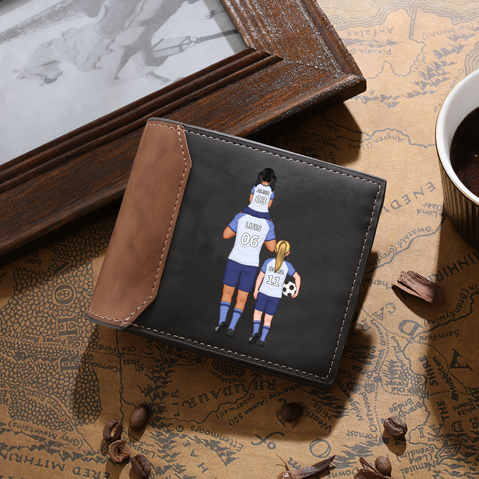 Personalised Football Family Leather Men's Wallet With Various Designs Gift For Him