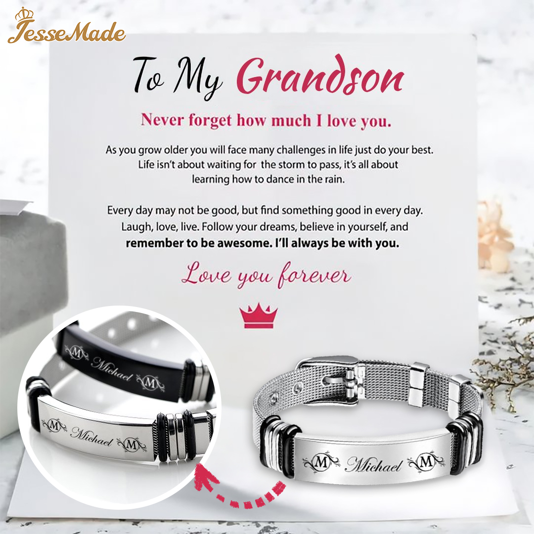 Personalized Men's Name Bracelet Custom Name Letter Watchband Initial ID Bar Bangle Gifts For him