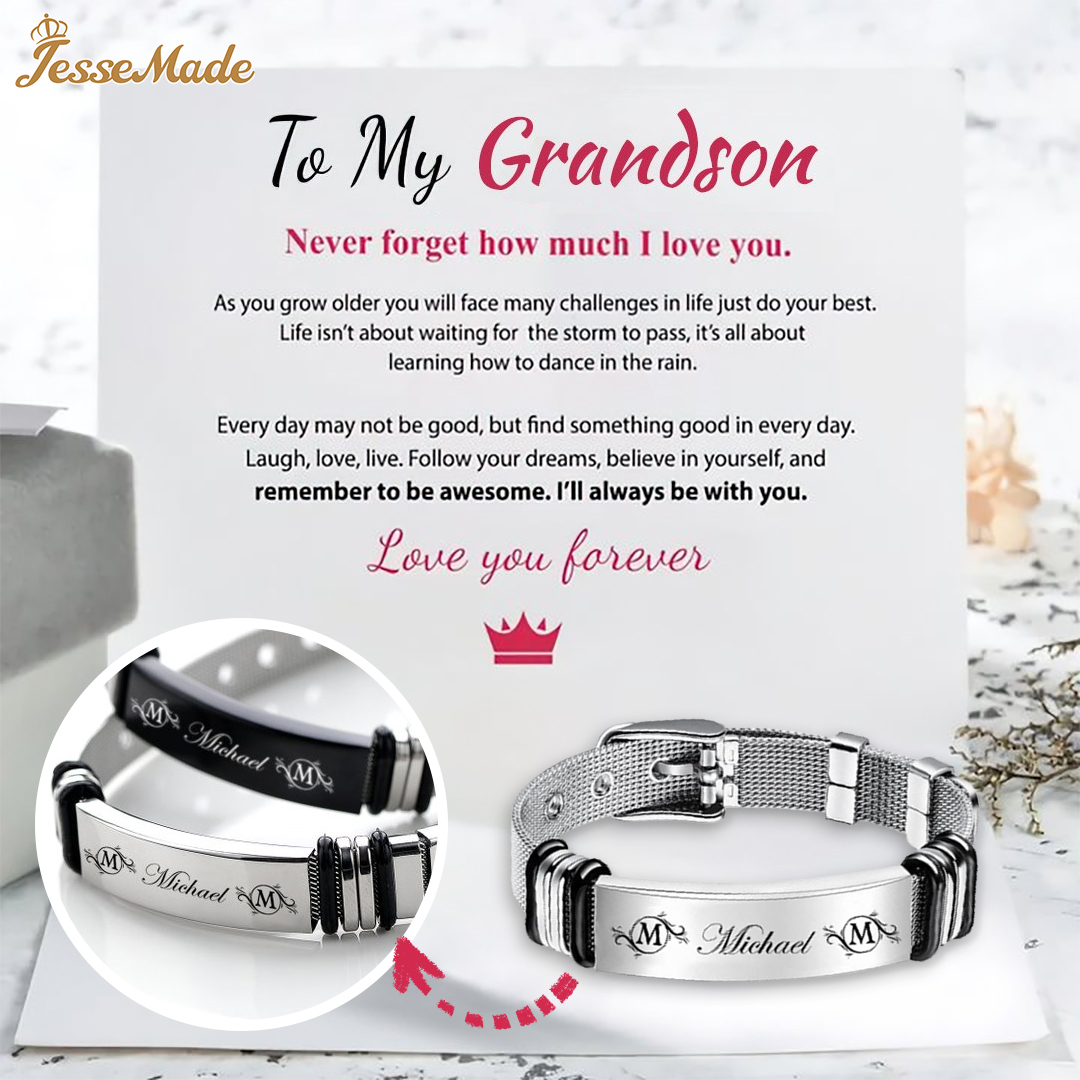 Personalized Men's Name Bracelet Custom Name Letter Watchband Initial ID Bar Bangle Gifts For him