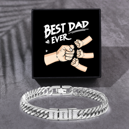 3 names - Father’s Day Custom Name Stainless Steel Bracelet – Personalized Men’s Chain