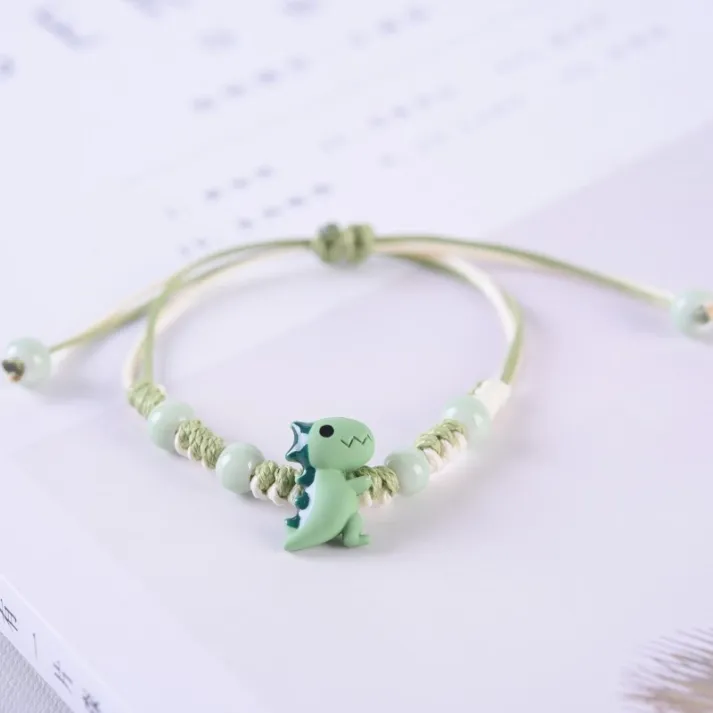 2 Pcs Dinosaur Bracelet Set Back to School Gift with Gift Card Adjustable Bracelet Gift for Kids